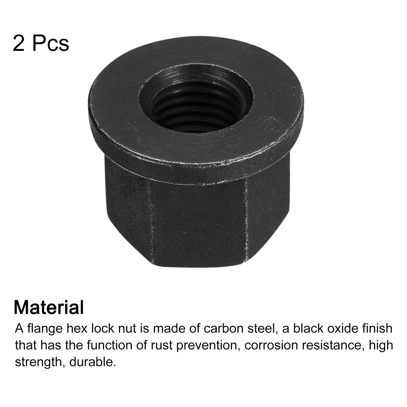 uxcell Uxcell M16 Flange Hex Lock Nuts, 2pcs Grade 10.9 Carbon Steel Hex Flange Nuts