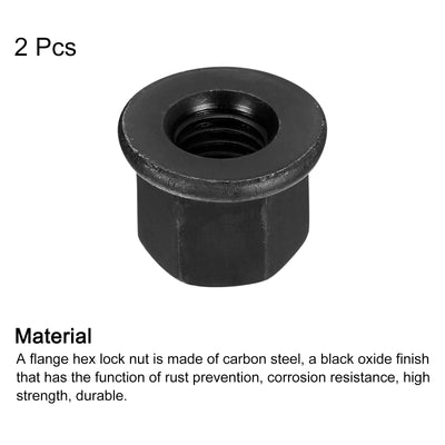 Harfington Uxcell M12 Flange Hex Lock Nuts, 2pcs Grade 12.9 Carbon Steel Hex Flange Nuts