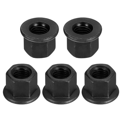 Harfington Uxcell M12 Flange Hex Lock Nuts, 5pcs Grade 12.9 Carbon Steel Hex Flange Nuts