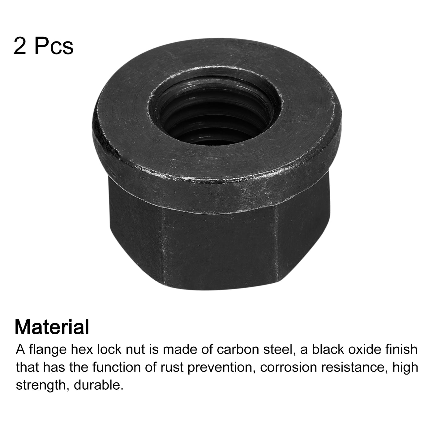 uxcell Uxcell 3/4-10 Flange Hex Lock Nuts, 2pcs Grade 10.9 Carbon Steel Hex Flange Nuts