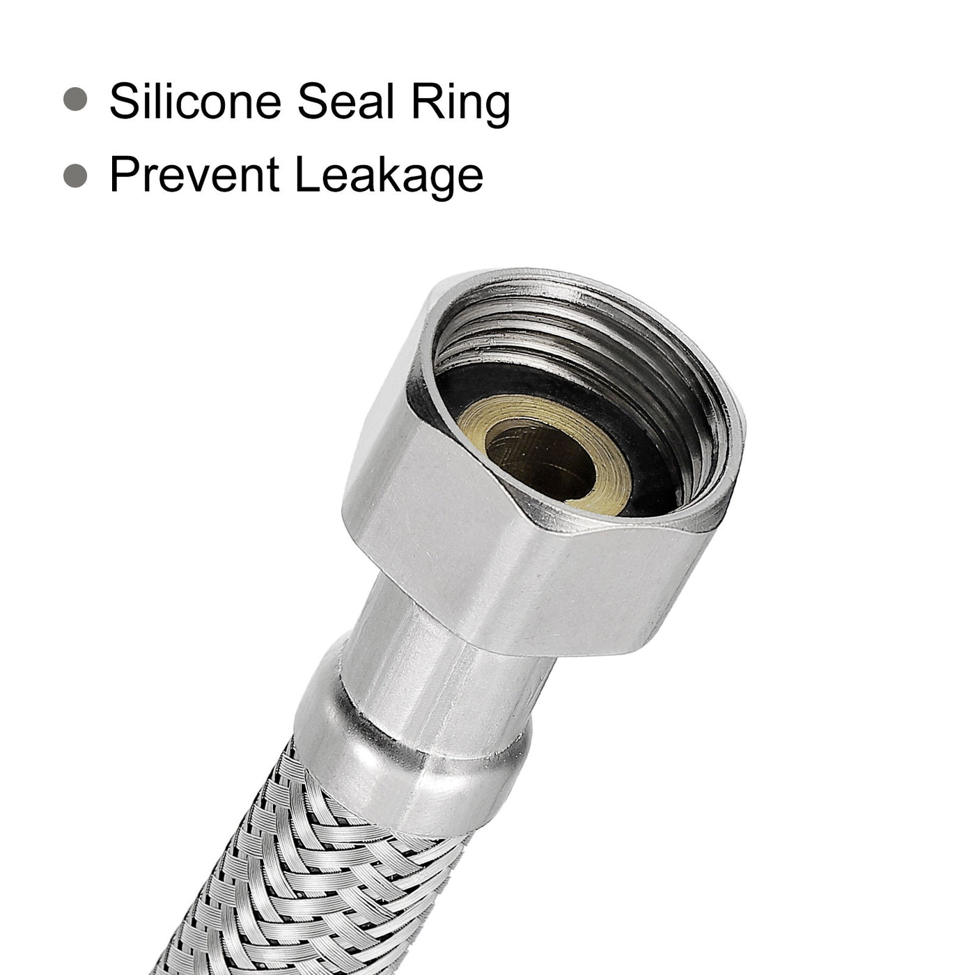 uxcell Uxcell 16" Faucet Supply Line Connector, 3/8" Female x 3/8" Female SUS304 Water Hose