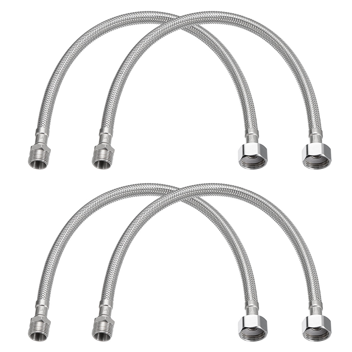 uxcell Uxcell 16" Faucet Supply Line Connector, 2pcs 3/8" Male x 1/2" Female SUS304 Hose