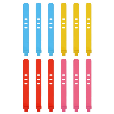 Harfington 12 Pack Reusable Cable Zip 3 Hole Tie (Blue,Pink,Red,Yellow)
