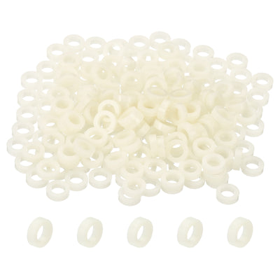 Harfington 4.2mm ID x 7mm OD x 2mm L Round Spacers Washers, 200 Pack ABS for M4 Screws