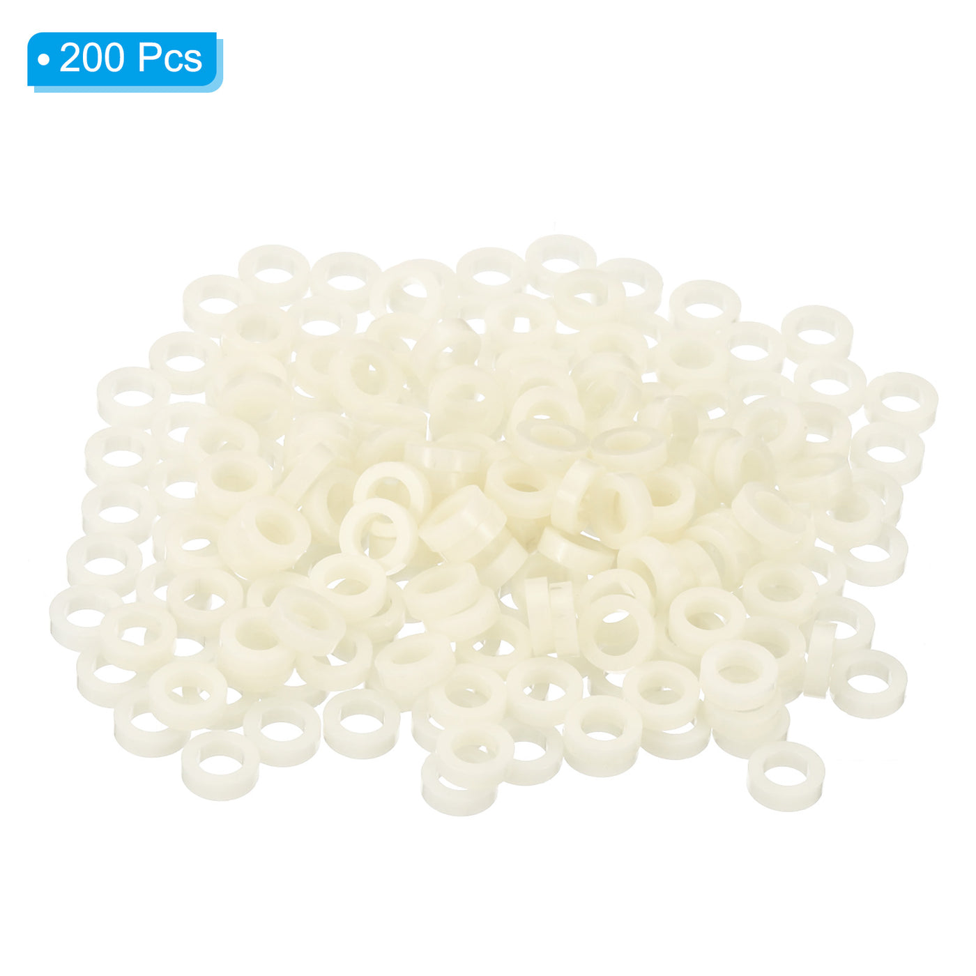 Harfington 4.2mm ID x 7mm OD x 3mm L Round Spacers Washers, 200 Pack ABS for M4 Screws