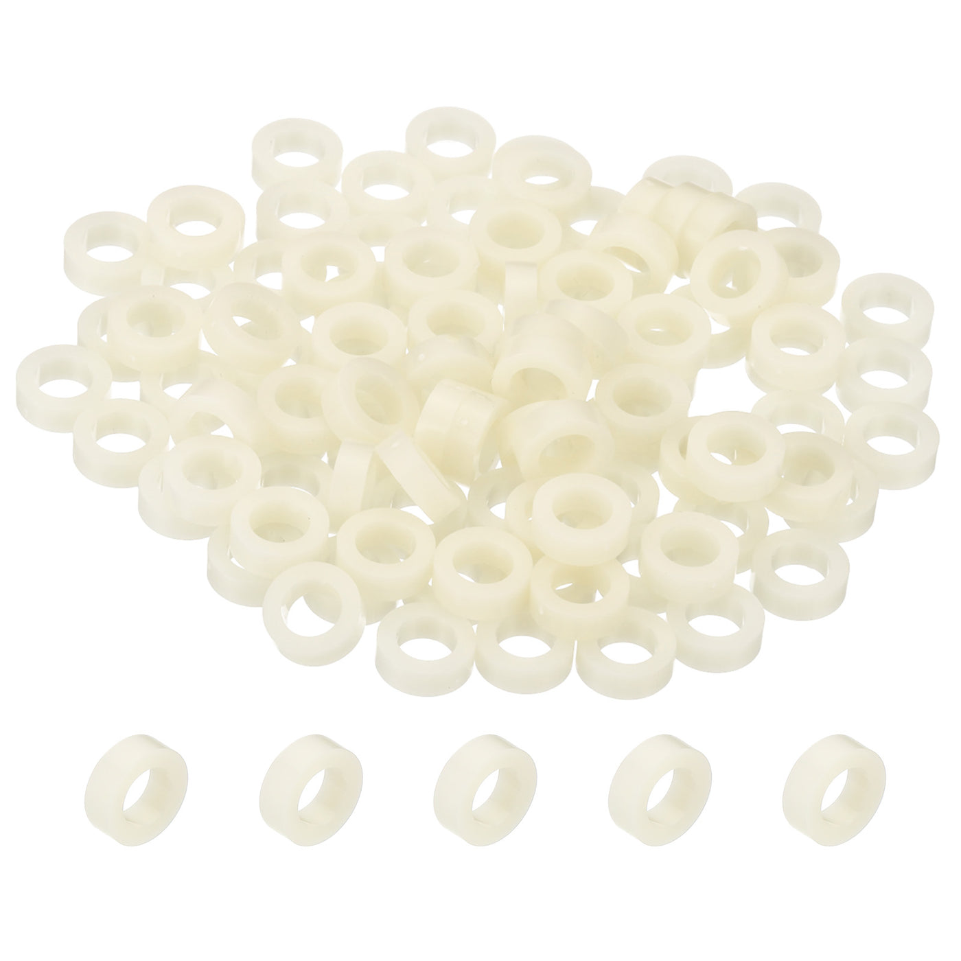 Harfington 5.2mm ID x 9mm OD x 3mm L Round Spacers Washers, 100 Pack ABS for M5 Screws