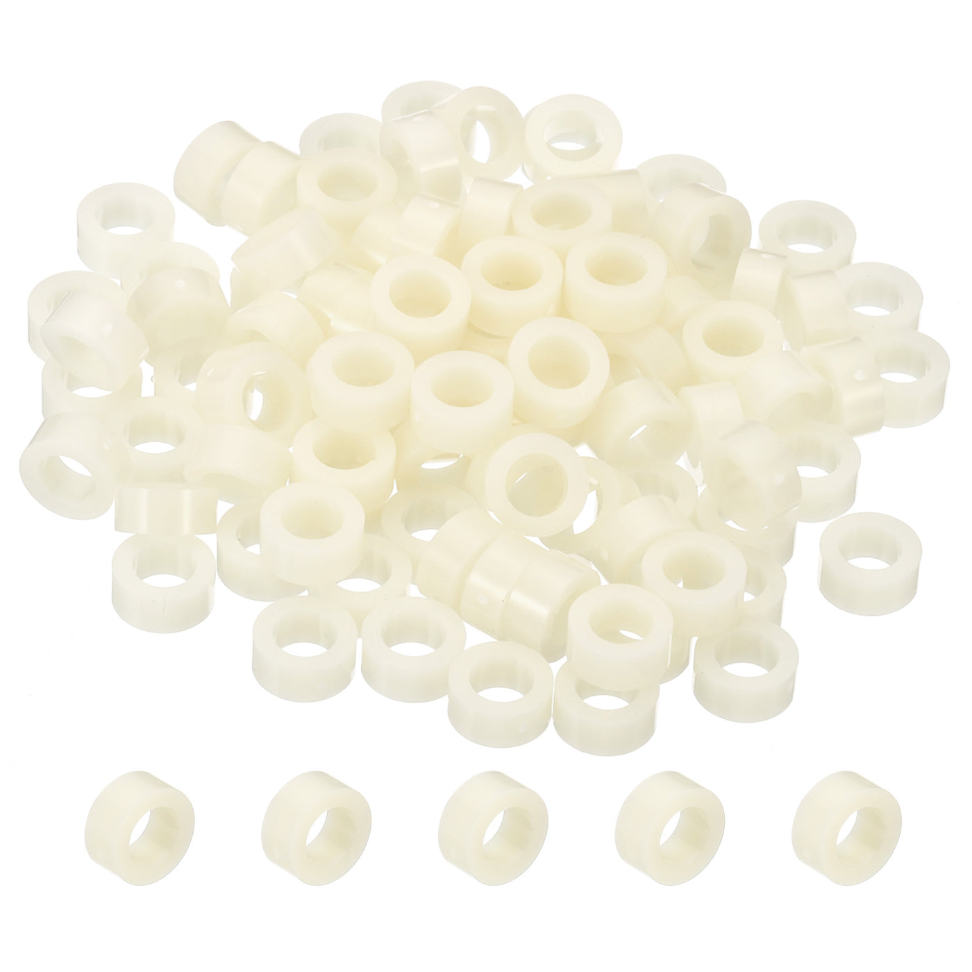 Harfington 5.2mm ID x 9mm OD x 4mm L Round Spacers Washers, 100 Pack ABS for M5 Screws