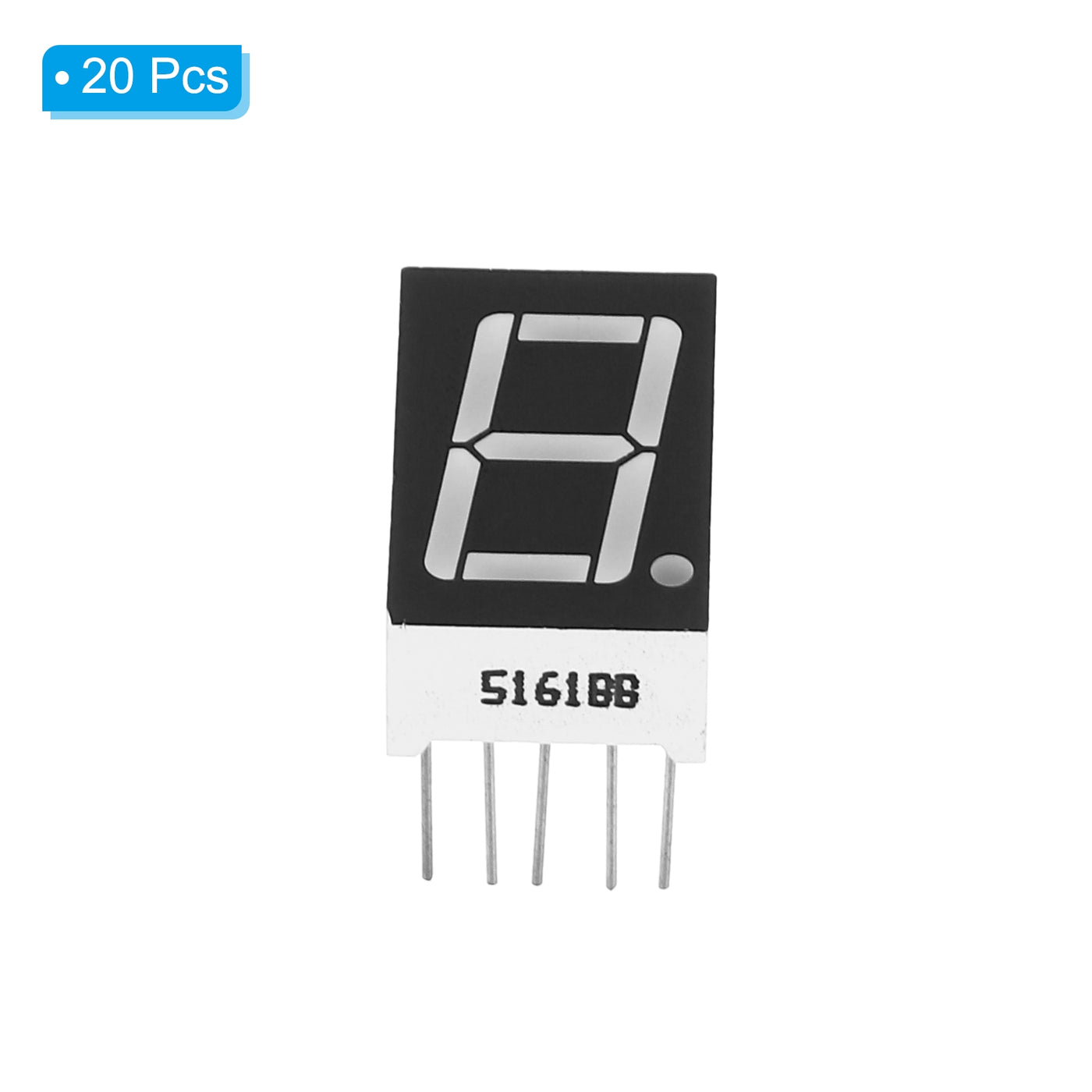 Harfington LED Display Digital Tube, 20 Pack 7 Segment 10 Pin 1 Bit Common Anode 3.3V 0.56" Digit Height LED Display Module for Electronic Driver Board, Blue