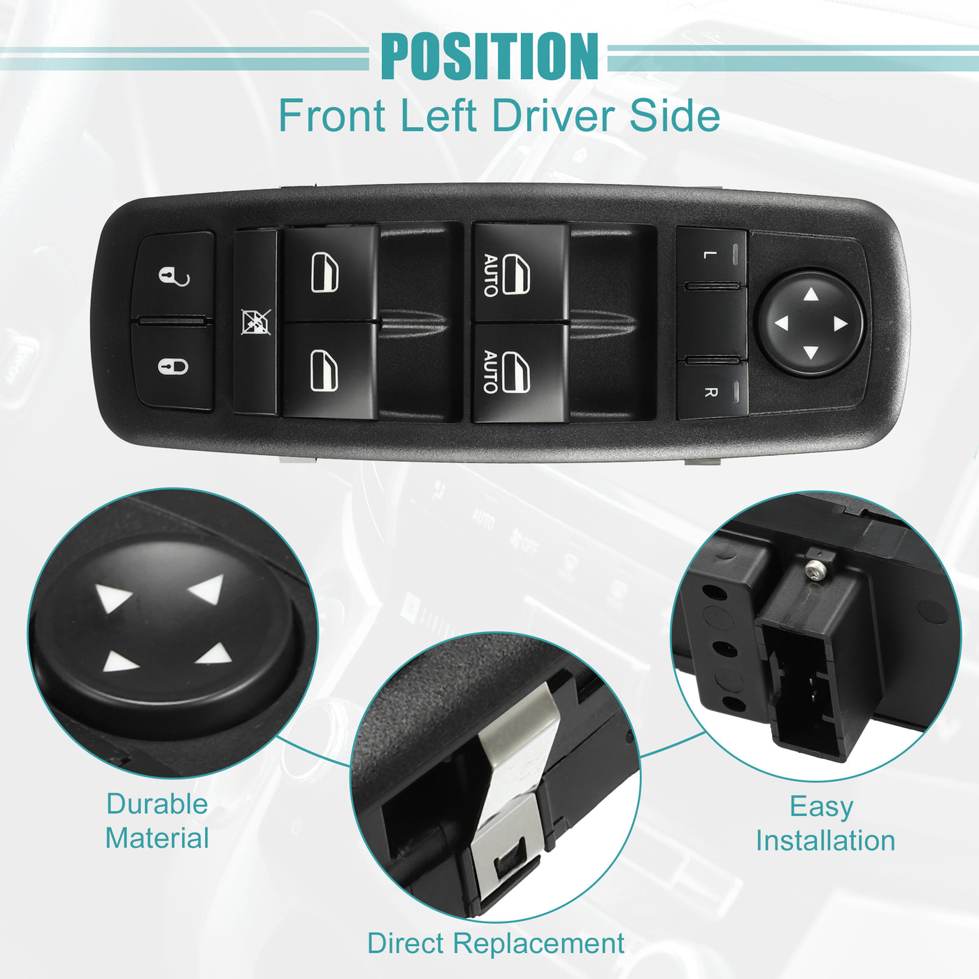 ACROPIX Front Left Driver Side Master Power Window Switch Fit for Dodge Charger - Pack of 1 Black