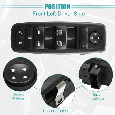 Harfington Front Left Driver Side Master Power Window Switch Fit for Dodge Charger - Pack of 1 Black