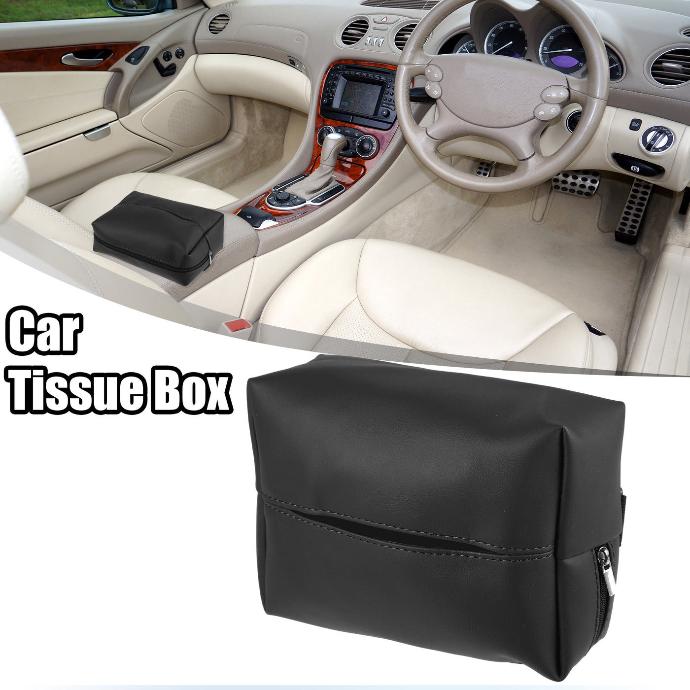 ACROPIX Car Armrest Back Seat Universal Car Tissue Box Tissue Holder Car Accessories - Pack of 1