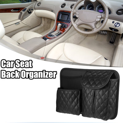 Harfington Car Seat Back Universal Car Back Seat Storage Bag Organizer Black - Pack of 1