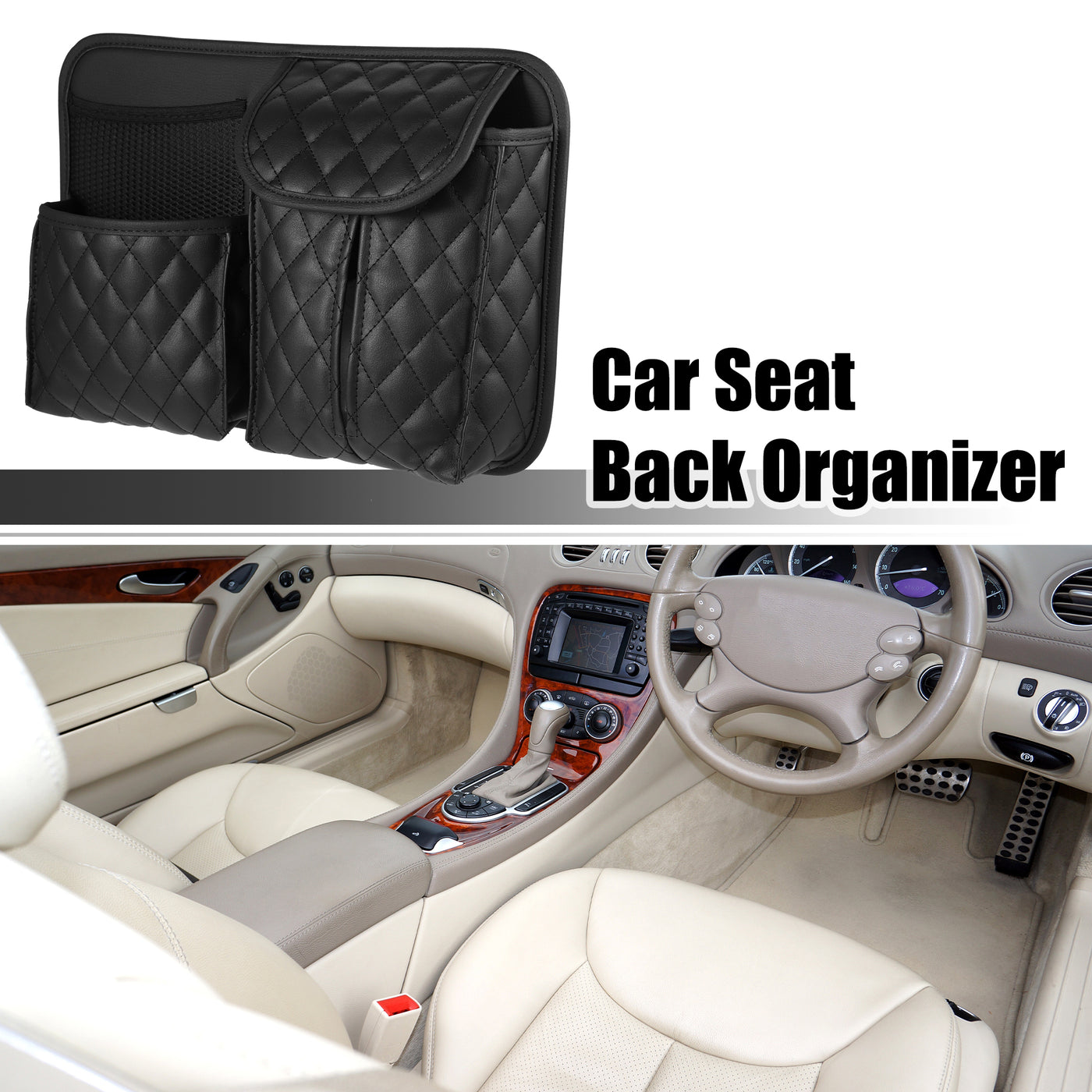 ACROPIX Car Seat Back Universal Car Back Seat Storage Bag Organizer Black - Pack of 1