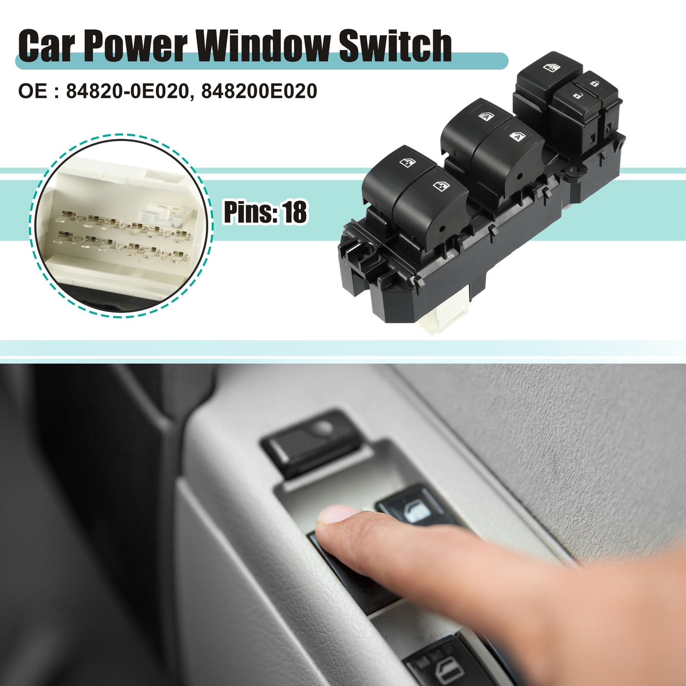 ACROPIX Left Driver Side Car Power Window Switch Fit for Toyota Highlander 2014-2019 for Toyota Tacoma 3.5L 2016-2022 No.84820-0E020 - Pack of 1