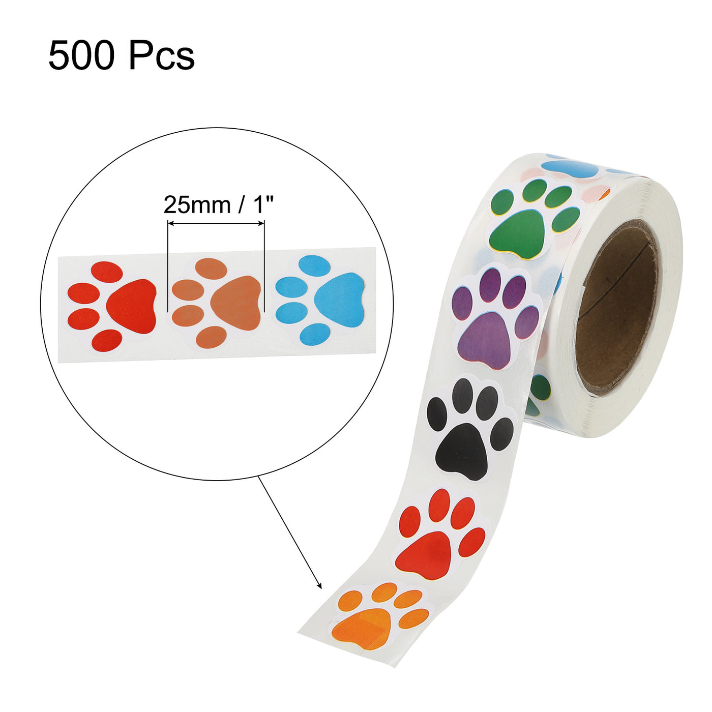 Harfington 1 Roll Paw Prints Stickers 1 Inch Adhesive Dog Paw Prints Labels 500 Count/Roll