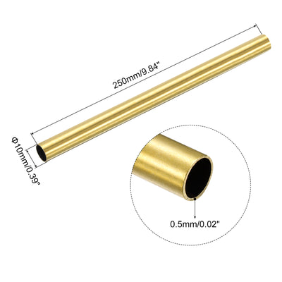 Harfington Uxcell Brass Round Tube 10mm OD 0.5mm Wall Thickness 250mm Length Pipe Tubing