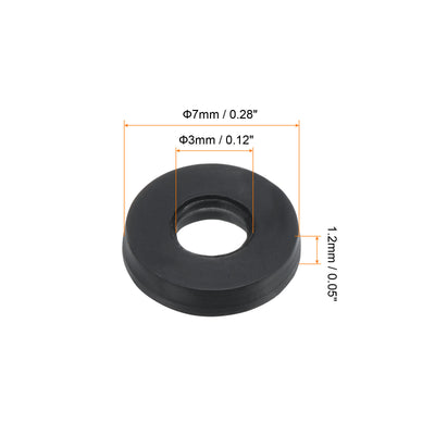 Harfington M3 Rubber Flat Washer, 8 Pack 3mm ID 7mm OD Sealing Spacer Gasket Ring,Black