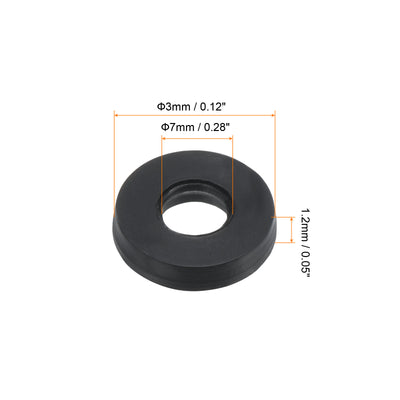 Harfington M3 Rubber Flat Washer, 12 Pack 3mm ID 7mm OD Sealing Spacer Gasket Ring,Black