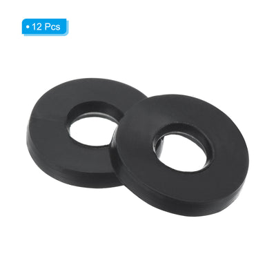 Harfington M4 Rubber Flat Washer, 12 Pack 4mm ID 9mm OD Sealing Spacer Gasket Ring,Black