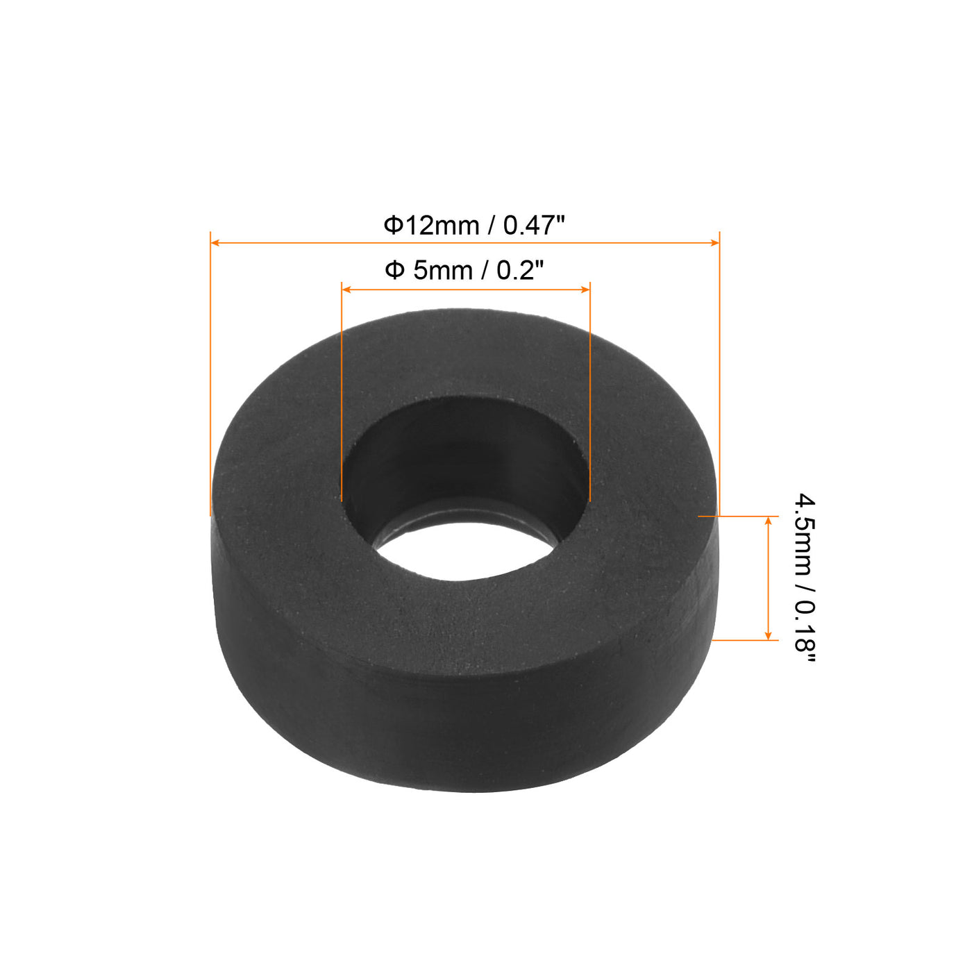 Harfington M6 Rubber Flat Washer, 12 Pack 5mm ID 12mm OD Sealing Spacer Gasket Ring,Black
