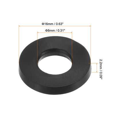 Harfington M8 Rubber Flat Washer, 8 Pack 8mm ID 16mm OD Sealing Spacer Gasket Ring,Black