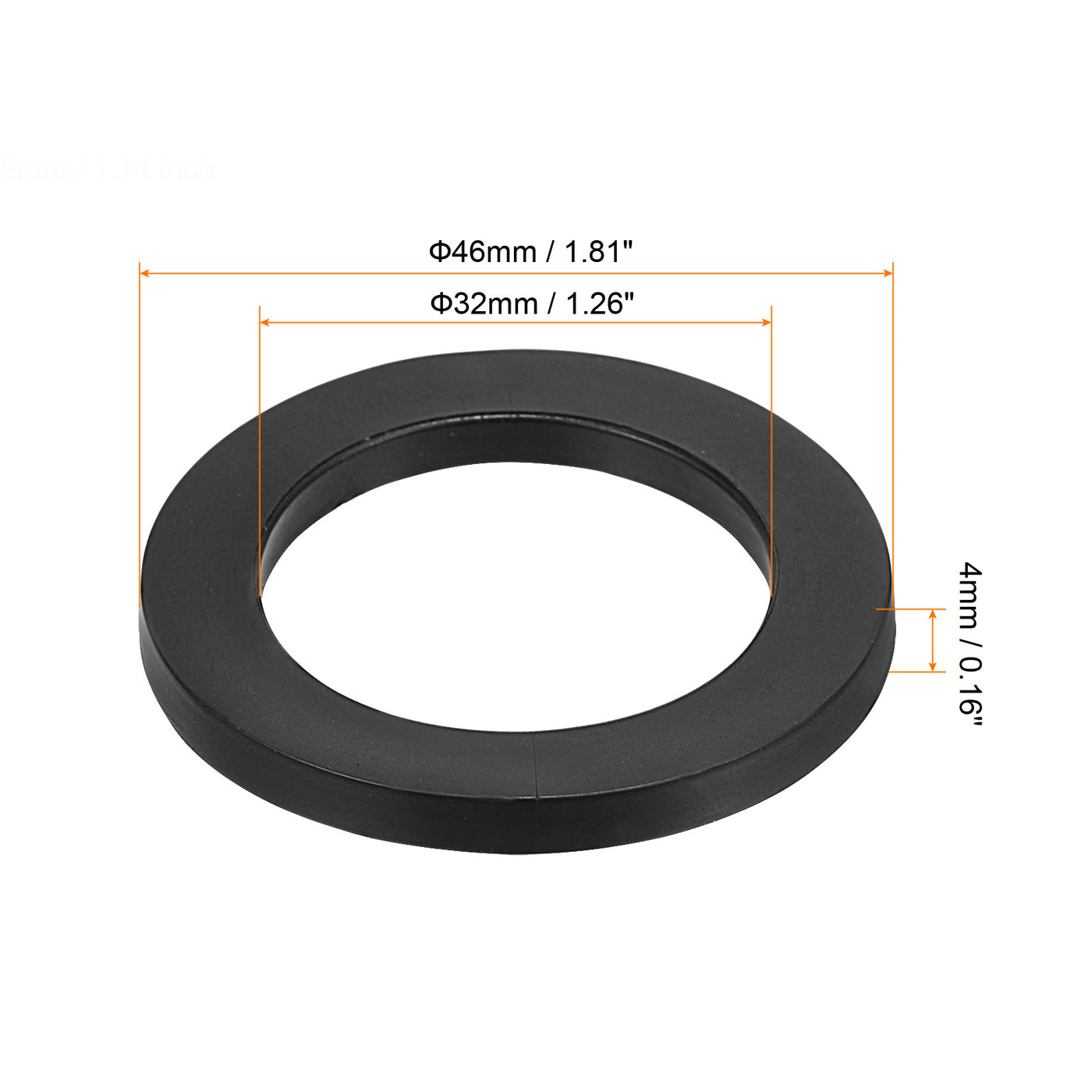 Harfington M32 Rubber Flat Washer, 8 Pack 32mm ID 46mm OD Sealing Spacer Gasket Ring,Black