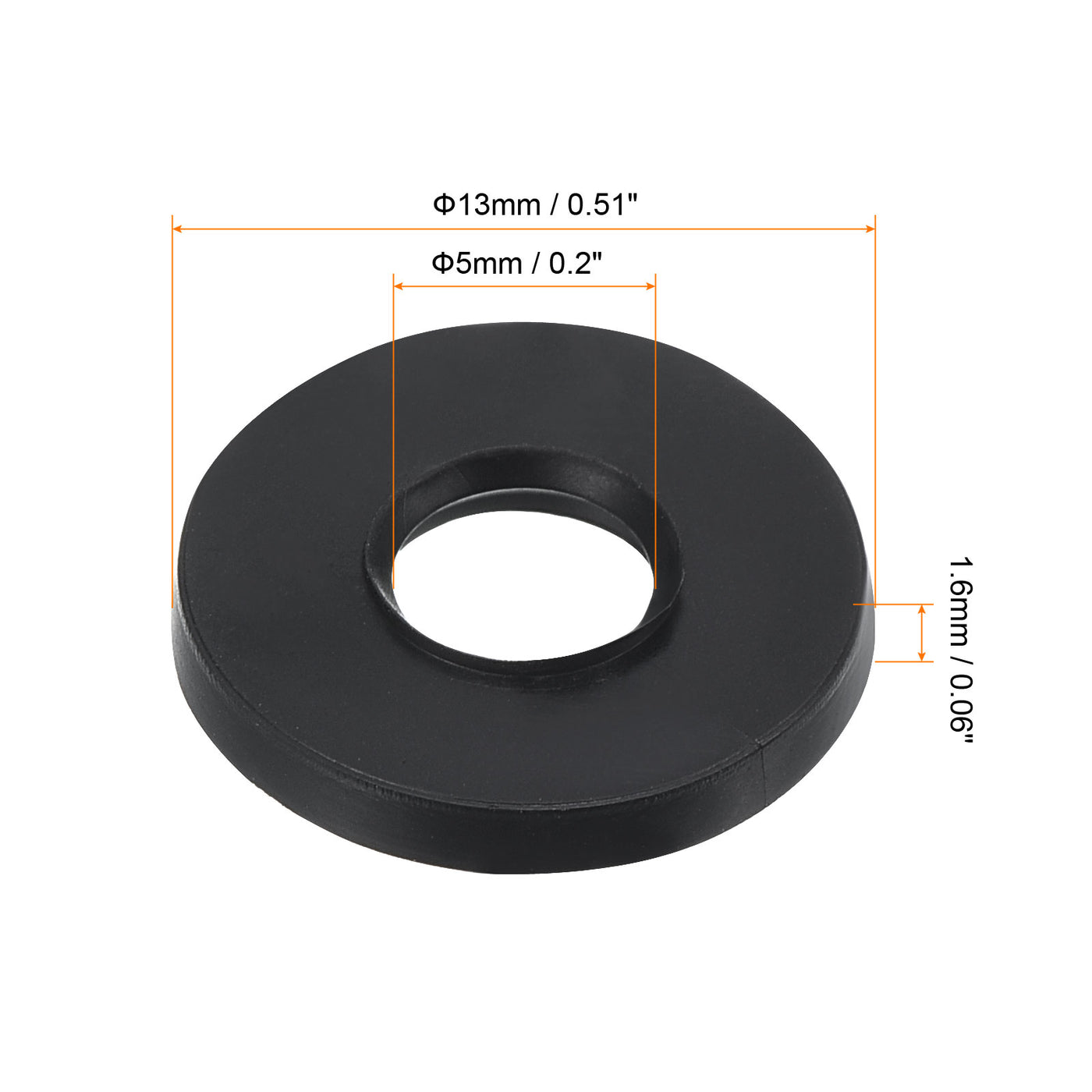 Harfington M6 Rubber Flat Washer, 60 Pack 5mm ID 13mm OD Sealing Spacer Gasket Ring,Black