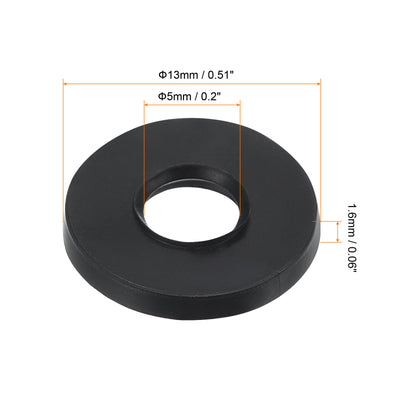 Harfington M6 Rubber Flat Washer, 80 Pack 5mm ID 13mm OD Sealing Spacer Gasket Ring,Black