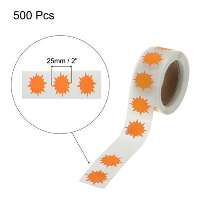 Harfington Color Coding Burst Labels Star Burst Sign 1 Roll Fluorescent Orange 1 Inch Adhesive Dots Stickers for Scrapbooking, DIY Craft, 500 Count/Roll
