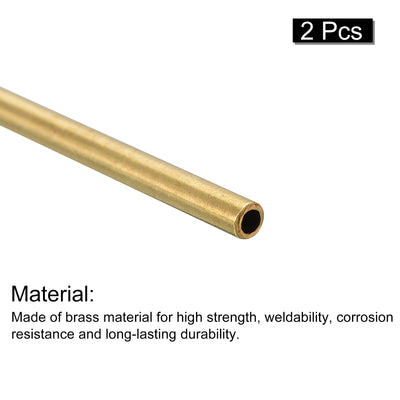 Harfington Uxcell Brass Round Tube 3mm OD 0.5mm Wall Thickness 250mm Length Pipe Tubing 2 Pcs