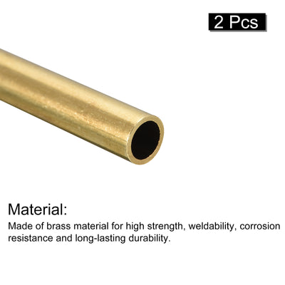 Harfington Uxcell Brass Round Tube 9mm OD 1mm Wall Thickness 250mm Length Pipe Tubing 2 Pcs