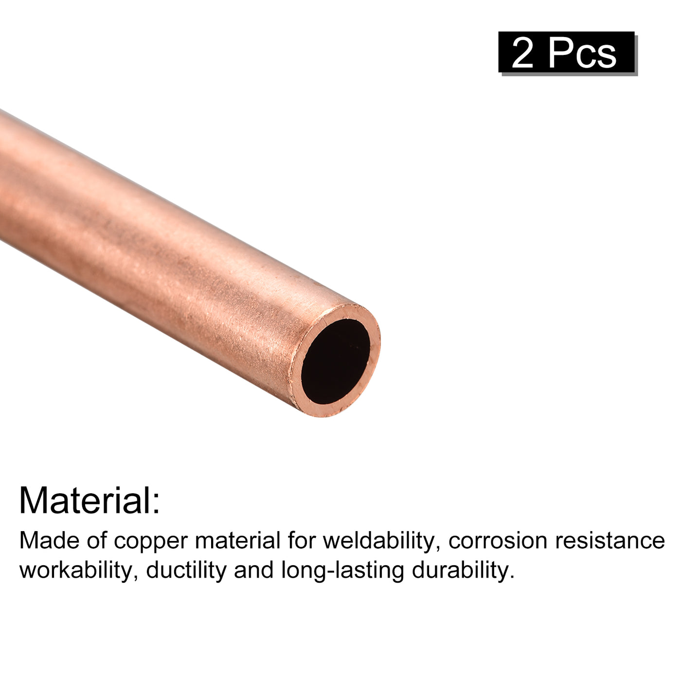 uxcell Uxcell Copper Round Tube 10mm OD 1mm Wall Thickness 150mm Length Pipe Tubing 2 Pcs