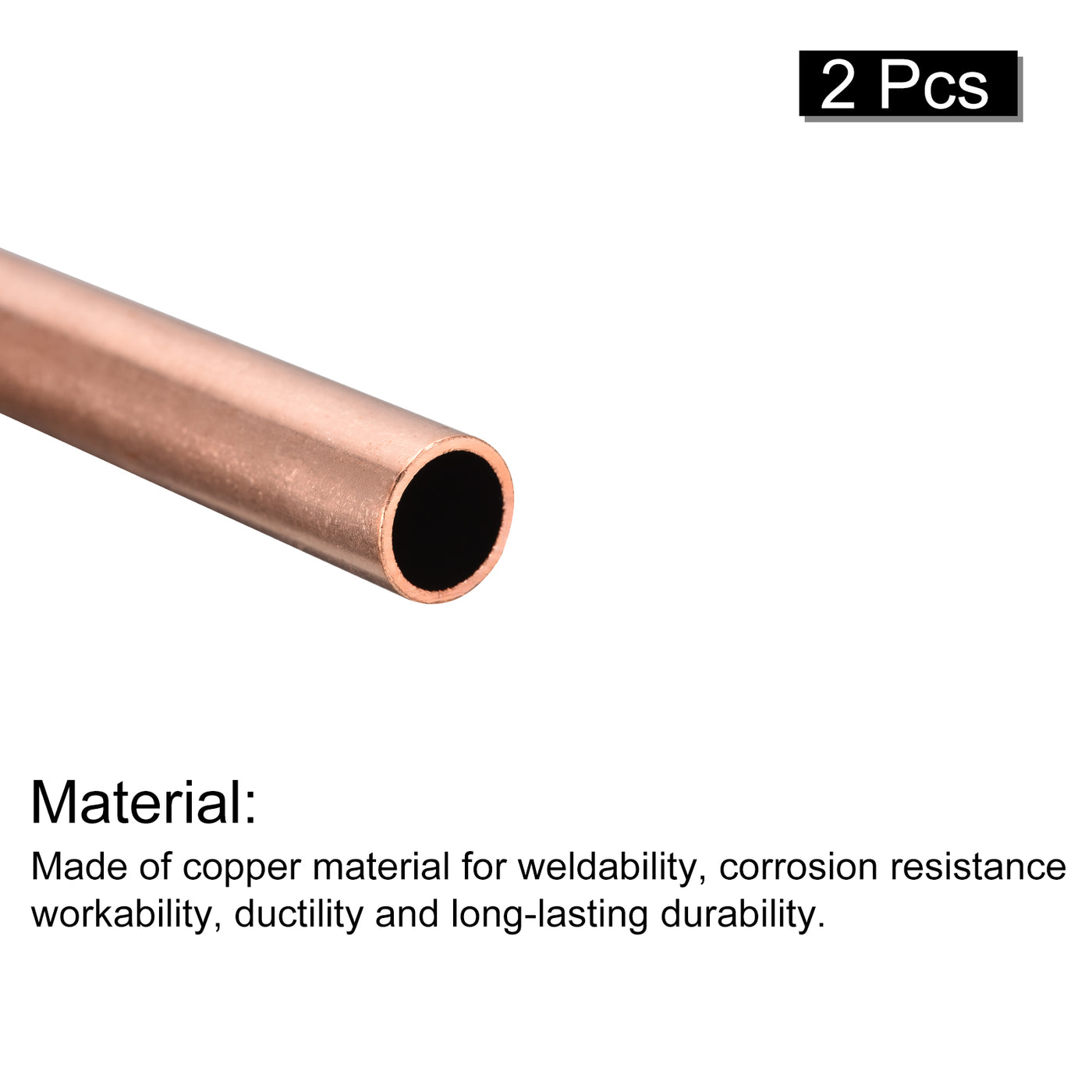uxcell Uxcell Copper Round Tube 11mm OD 1mm Wall Thickness 150mm Length Pipe Tubing 2 Pcs
