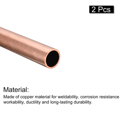 Harfington Uxcell Copper Round Tube 12mm OD 1mm Wall Thickness 150mm Length Pipe Tubing 2 Pcs