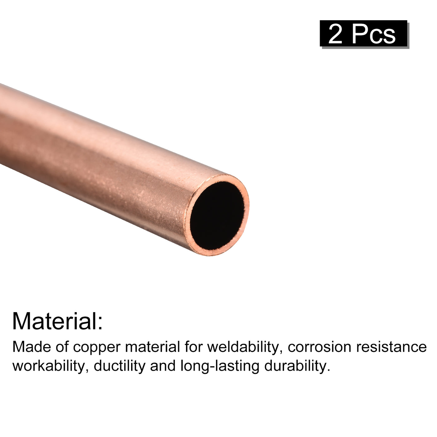uxcell Uxcell Copper Round Tube 14mm OD 1mm Wall Thickness 150mm Length Pipe Tubing 2 Pcs