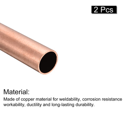 Harfington Uxcell Copper Round Tube 15mm OD 1mm Wall Thickness 150mm Length Pipe Tubing 2 Pcs