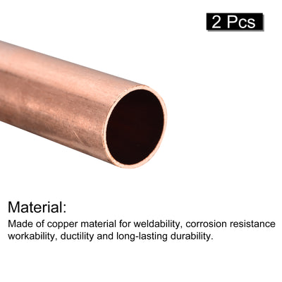 Harfington Uxcell Copper Round Tube 20mm OD 1mm Wall Thickness 150mm Length Pipe Tubing 2 Pcs