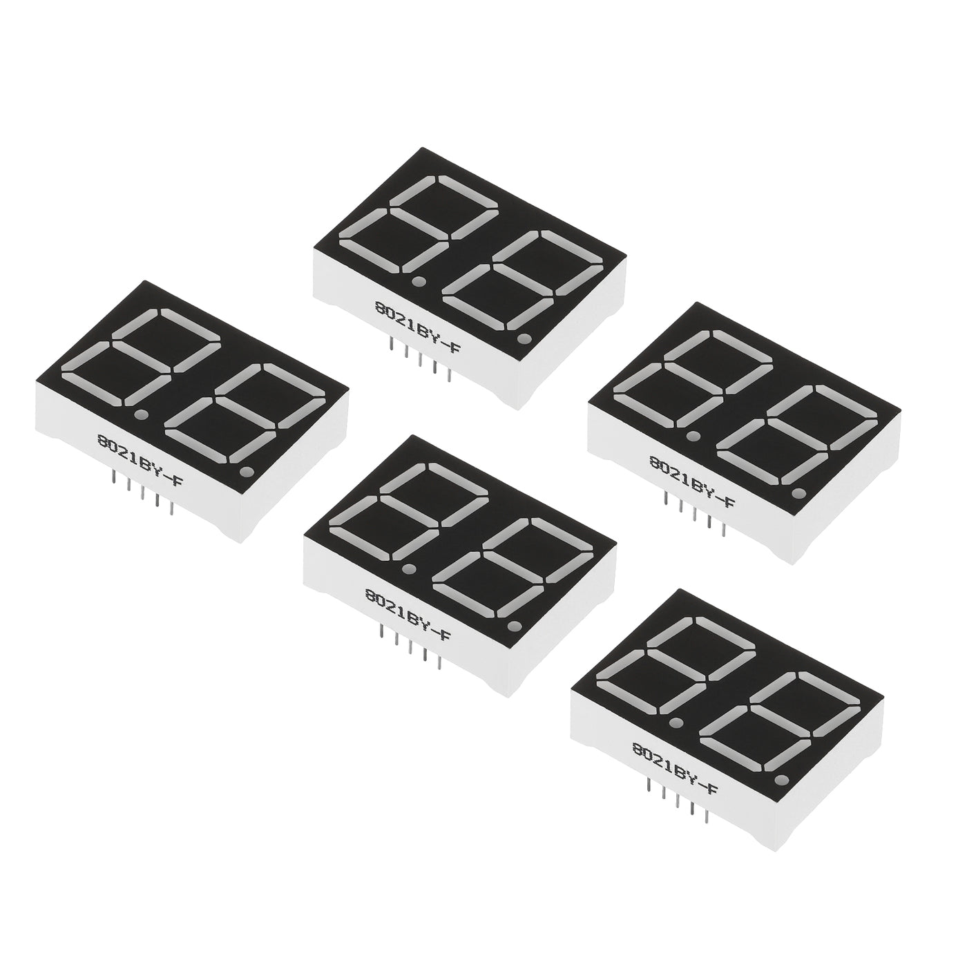 Harfington LED Display Digital Tube, 5 Pack Common Anode 7 Segment 10 Pin 2 Bit 2.1V LED Display Module for Electronic Driver Board, Yellow