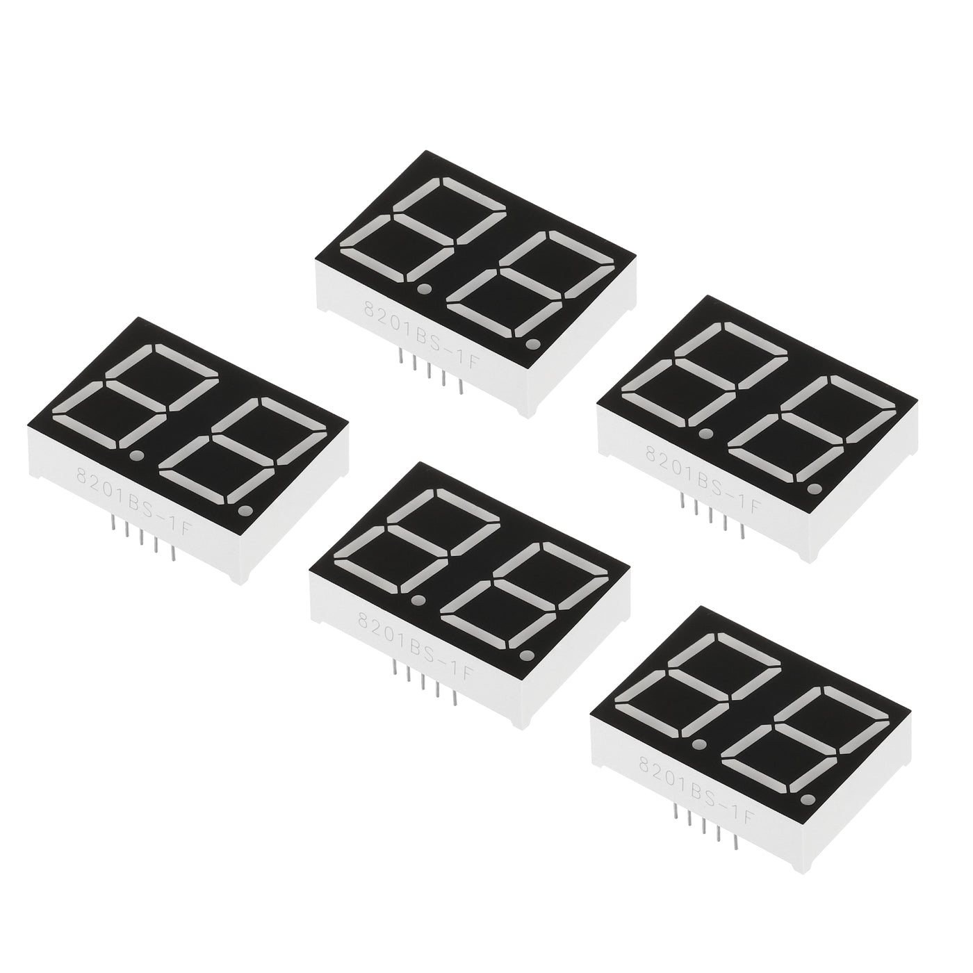 Harfington LED Display Digital Tube, 5 Pack Common Anode 7 Segment 10 Pin 2 Bit 2.1V LED Display Module for Electronic Driver Boards, Red