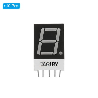 Harfington LED Display Digital Tube, 10 Pack Common Anode 7 Segment 10 Pin 1 Bit 2.1V 0.56" Digit Height LED Display Module for Electronic Driver Board, Yellow