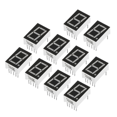 Harfington LED Display Digital Tube, 10 Pack Common Anode 7 Segment 10 Pin 1 Bit 2.2V 0.56" Digit Height LED Display for Electronic Driver Board, Yellow Green