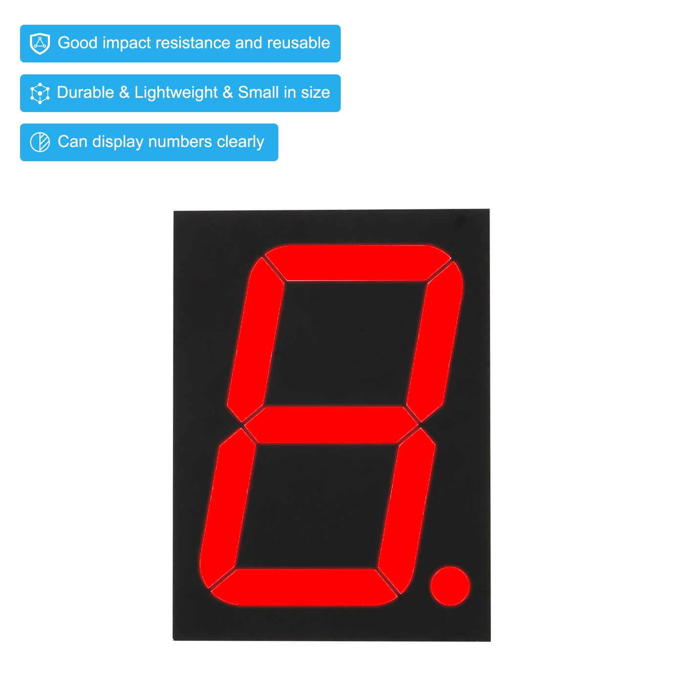 Harfington LED Display Digital Tube, Common Anode 7 Segment 10 Pin 1 Bit 7.2V 4" Digit Height LED Display Module for Electronic Driver Board, Red