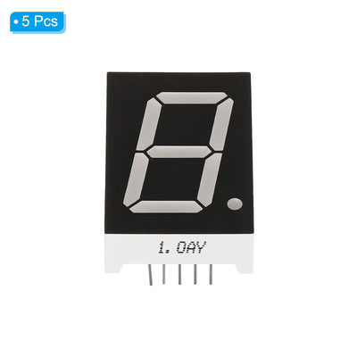 Harfington LED Display Digital Tube, 5 Pack Common Cathode 7 Segment 10 Pin 1 Bit 2.1V 1" Digit Height LED Display Module for Electronic Driver Board, Yellow
