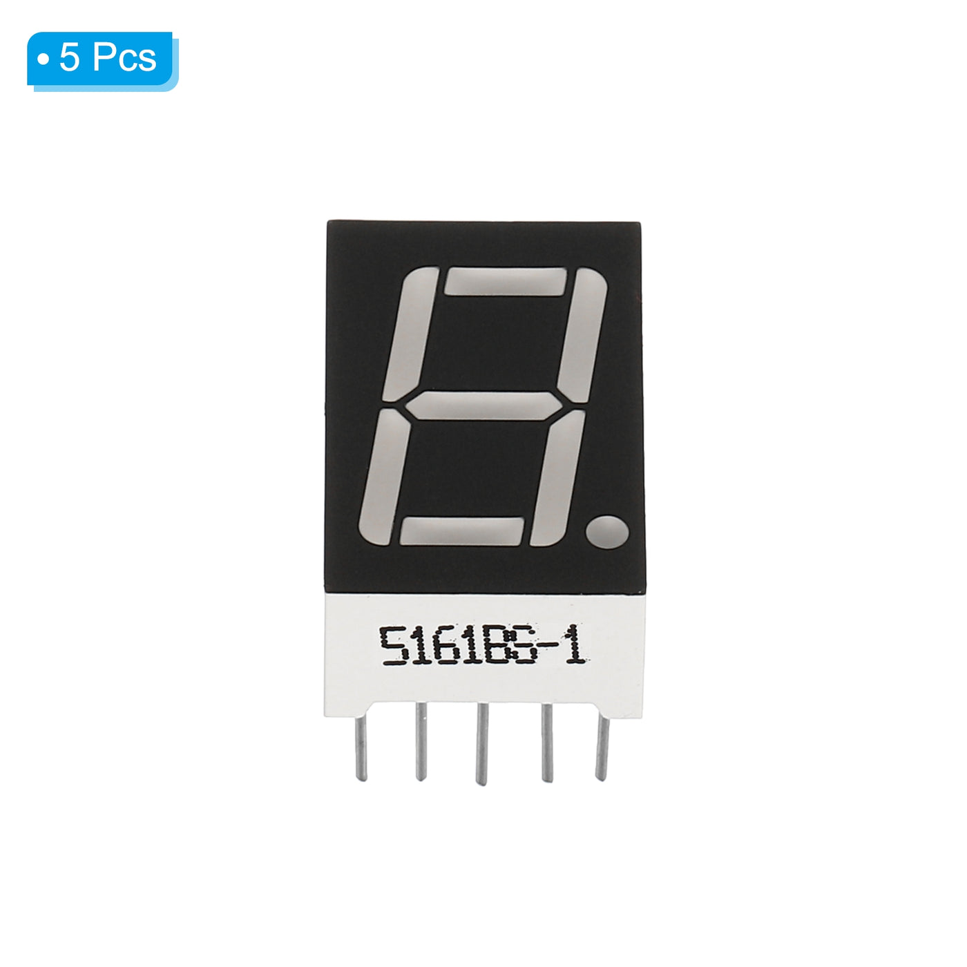 Harfington LED Display Digital Tube, 5 Pack Common Anode 7 Segment 10 Pin 1 Bit 2.1V 0.56" Digit Height LED Display Module for Electronic Driver Board, Red