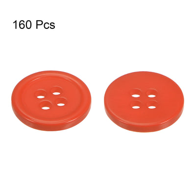 Harfington 160pcs 24L Sewing Buttons 5/8" Resin Round Flat 4-Hole Craft Buttons, Orange