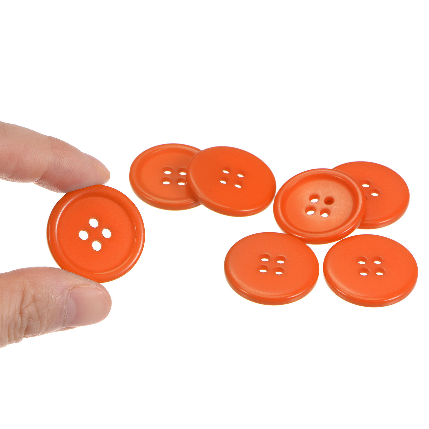 Harfington 100pcs 40L Sewing Buttons 1" Resin Round Flat 4-Hole Craft Buttons, Orange