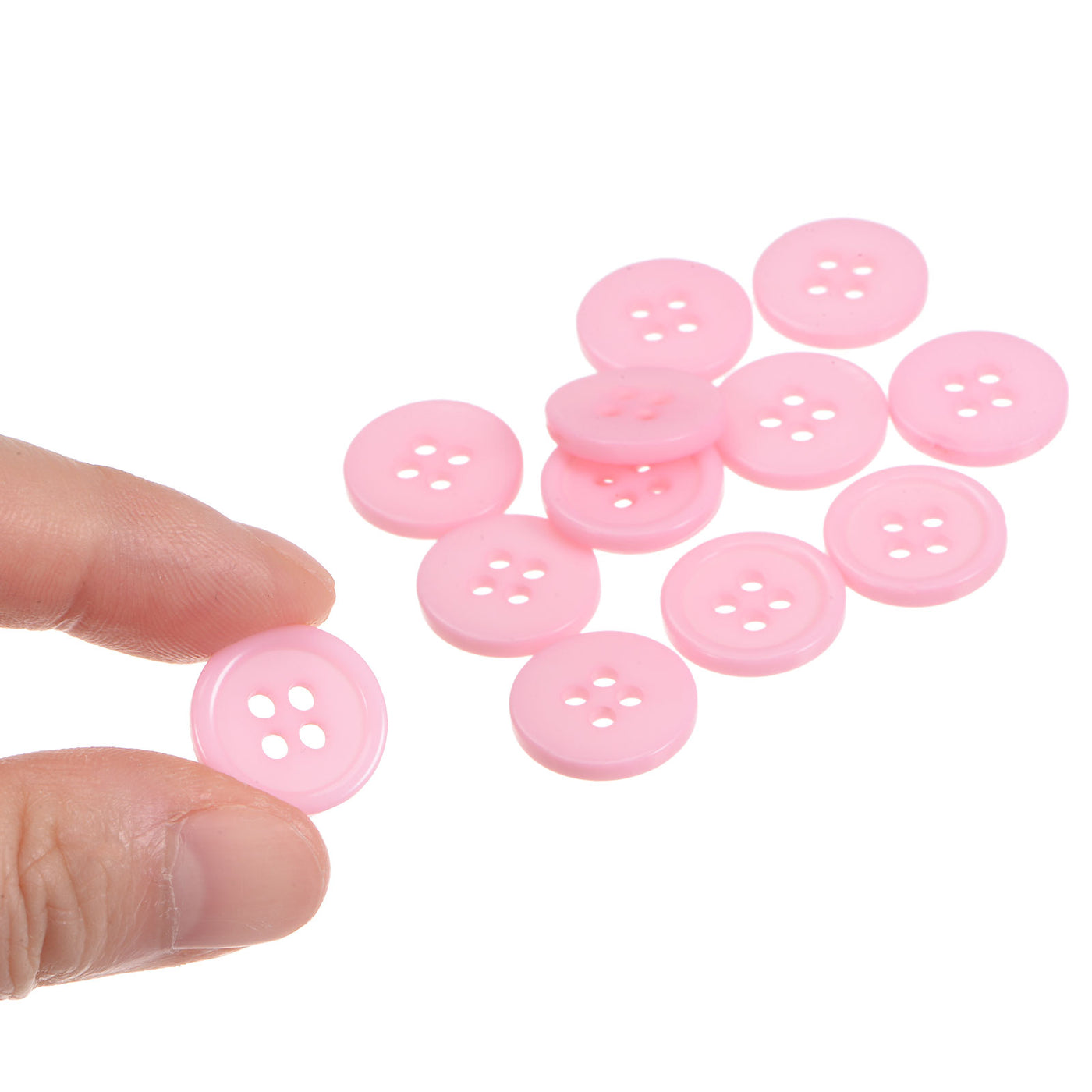 Harfington 160pcs 24L Sewing Buttons 5/8" Resin Round Flat 4-Hole Craft Buttons, Pink