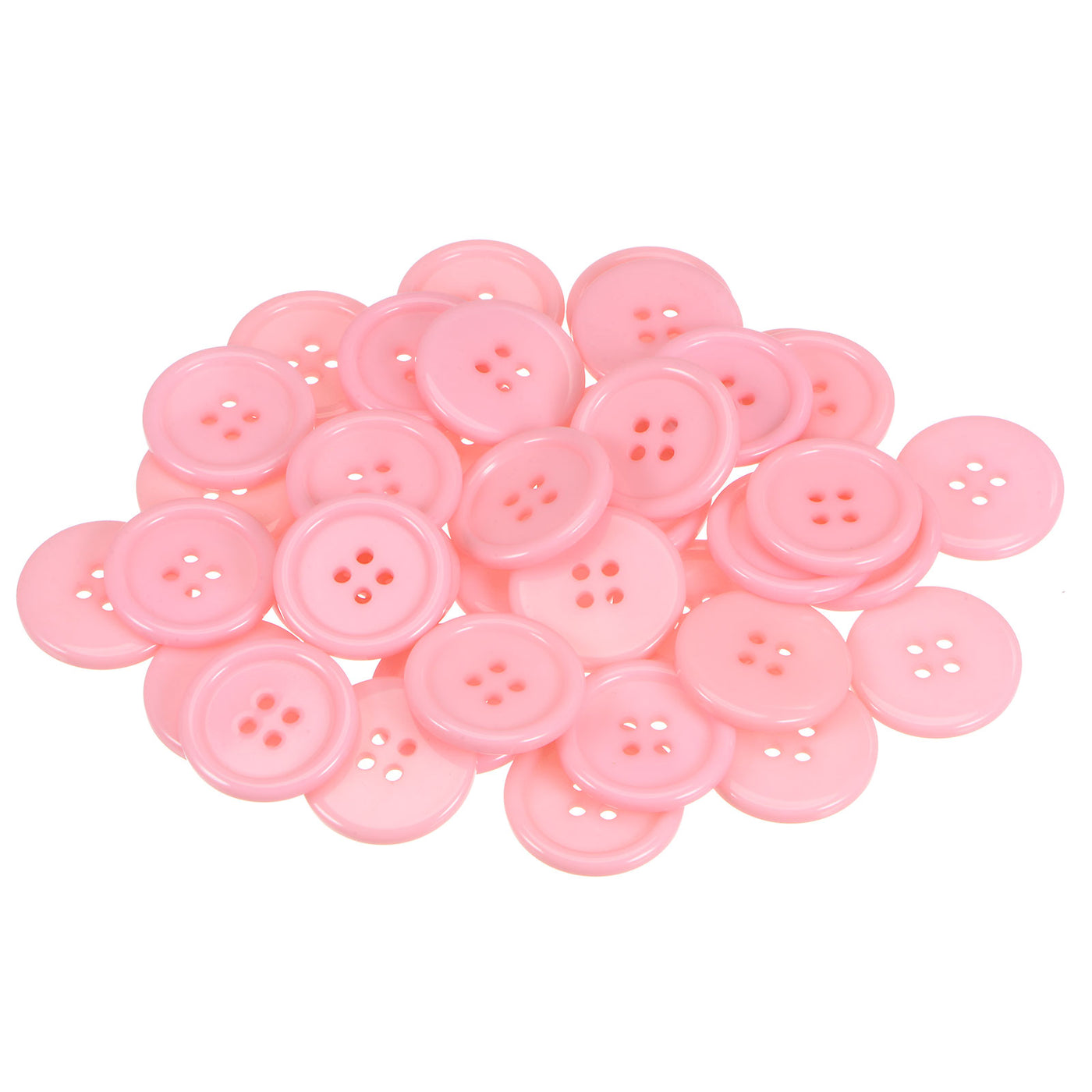 Harfington 100pcs 40L Sewing Buttons 1" Resin Round Flat 4-Hole Craft Buttons, Pink