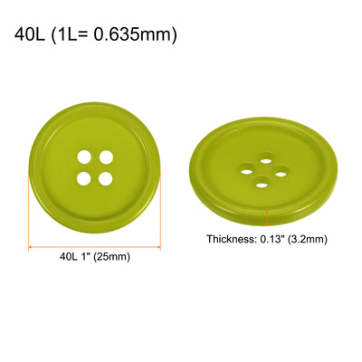 Harfington 100pcs 40L Sewing Buttons 1" Resin Round Flat 4-Hole Craft Buttons, Light Green