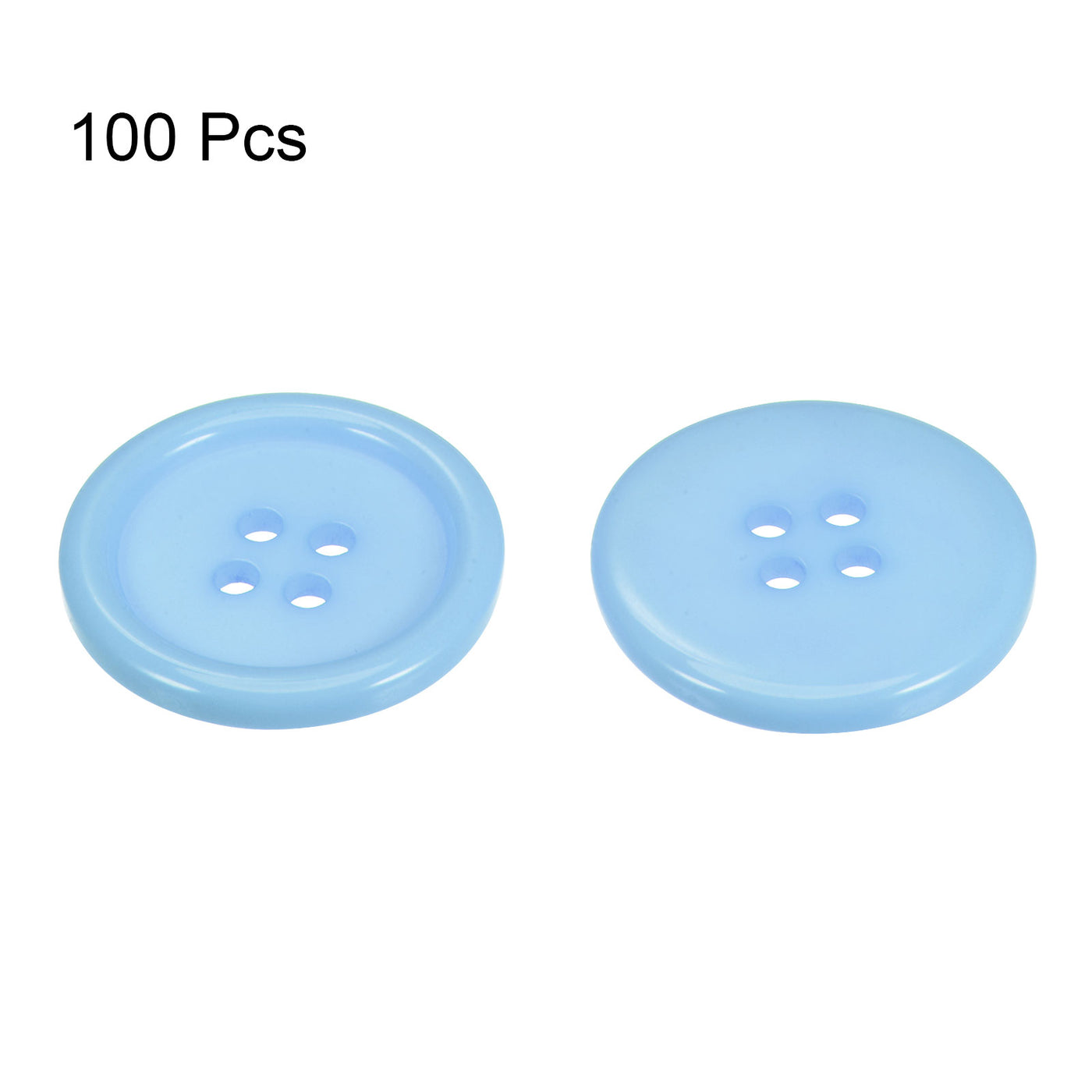 Harfington 100pcs 40L Sewing Buttons 1" Resin Round Flat 4-Hole Craft Buttons, Light Blue